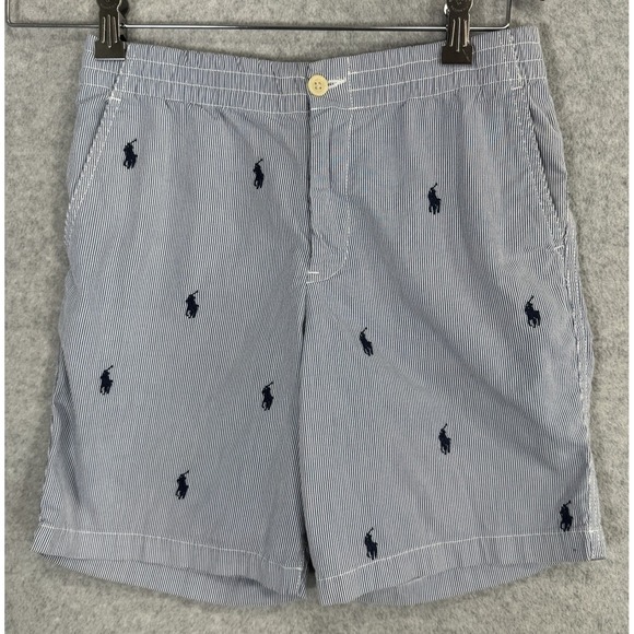 Polo Ralph Lauren Other - Polo Ralph Lauren Boys Seersucker Shorts Sz 14 Blue Stripe Embroidered Pony